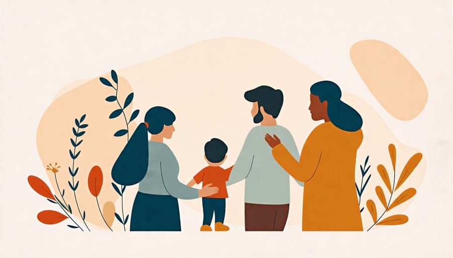 Family members aiding in chronic disease management through lifestyle changes and emotional support