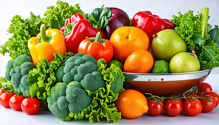 A vibrant assortment of fresh fruits and vegetables, highlighting healthy eating choices