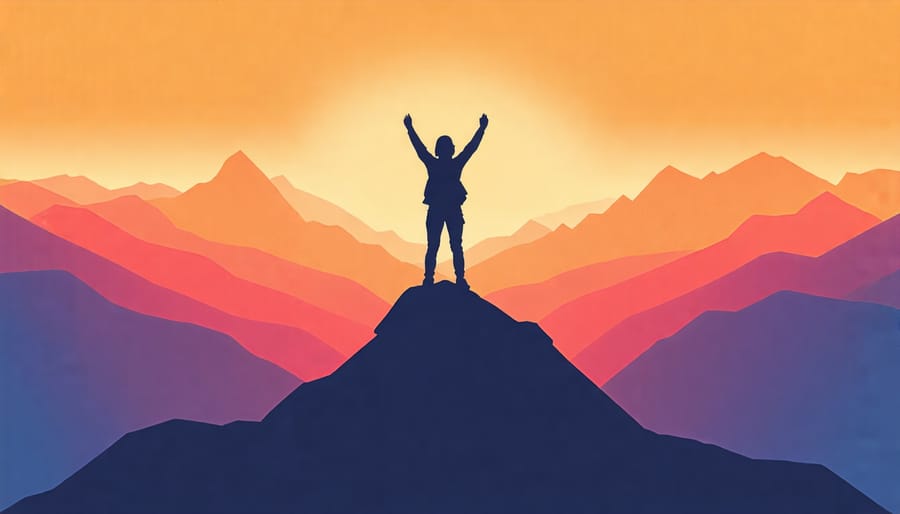 Silhouette of a resilient person celebrating overcoming challenges