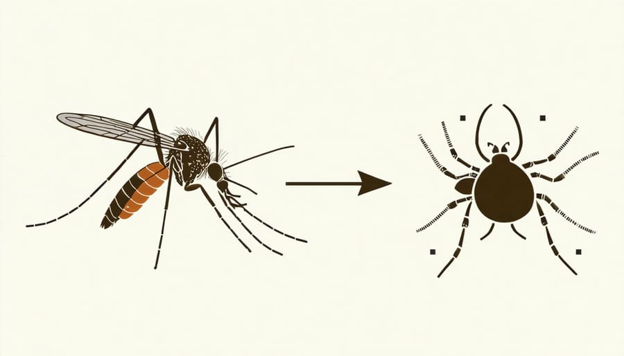 Infographic illustrating the transmission cycle of vector-borne diseases from insects to humans