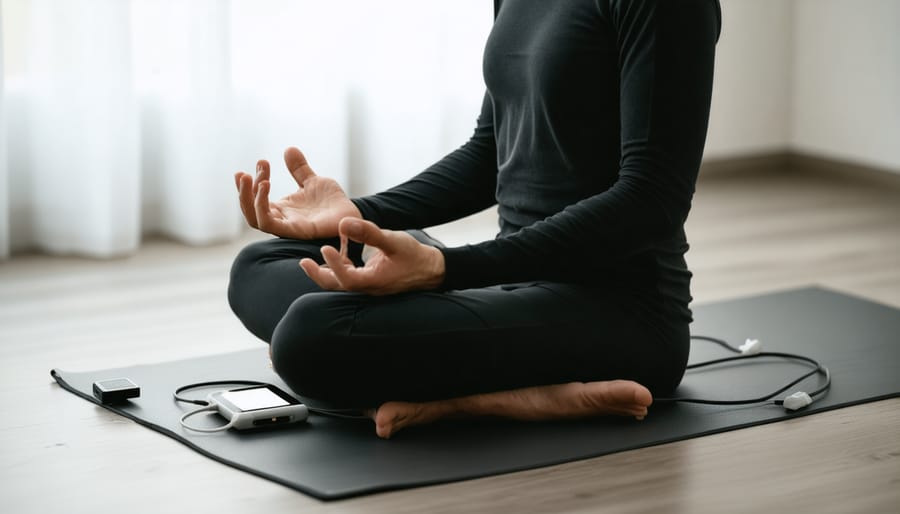 Individual practicing mindfulness meditation while managing chronic illness