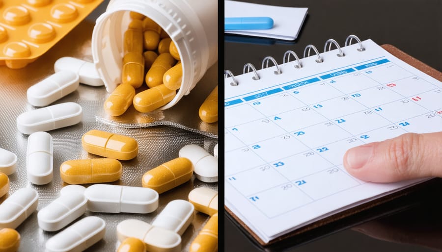 Person using executive function skills to organize weekly medications and schedule medical appointments