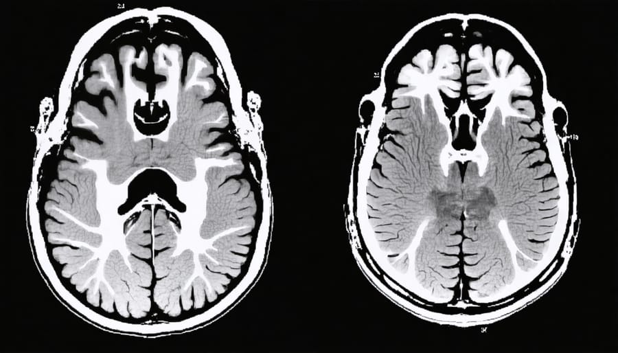 Comparison of brain activity scans showing increased neural activity after mindfulness practice
