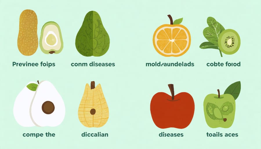 Visual guide connecting healthy foods to the diseases they help prevent