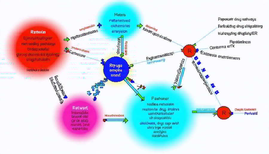 Complex network visualization of drug interaction pathways generated using R programming