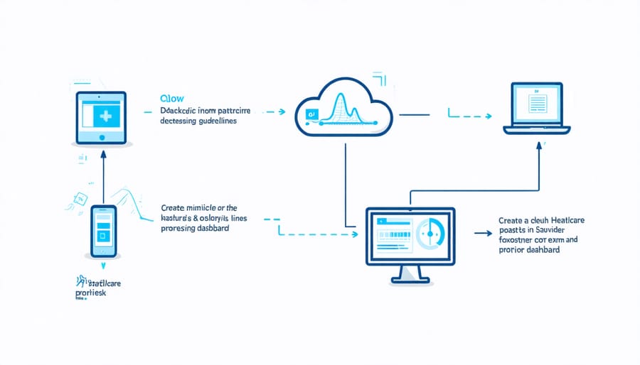 Visual representation of remote health monitoring data flow and analysis process