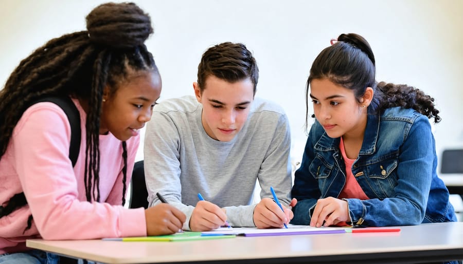 Students actively participating in substance abuse prevention program activities in classroom setting