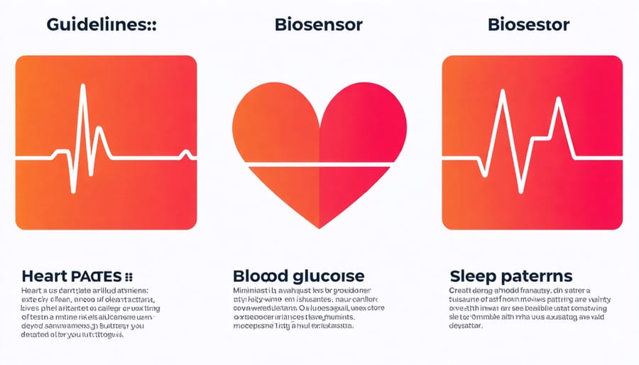 Visual diagram of health metrics monitored by wearable biosensors