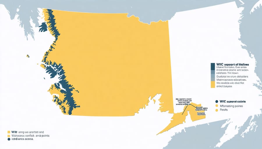Geographic map highlighting WIC resource locations and food assistance centers across Alberta