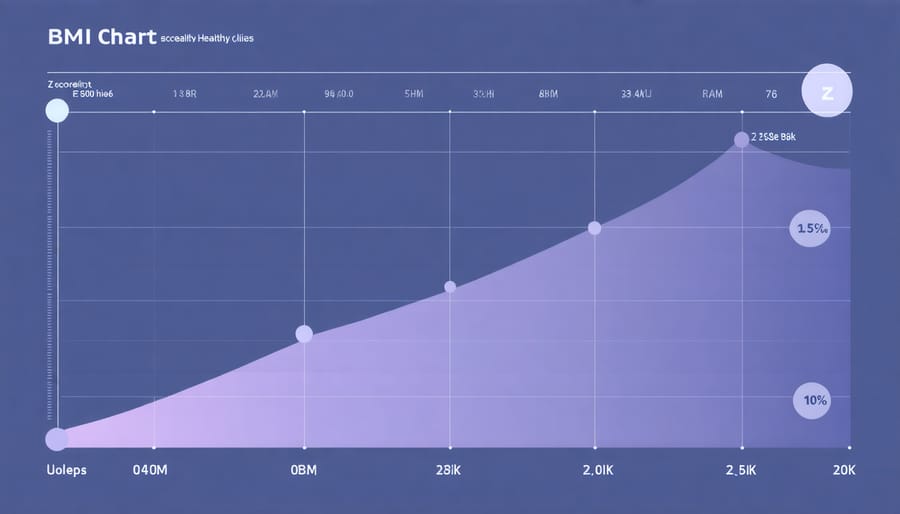 BMI chart with color-coded z-score zones indicating different health categories