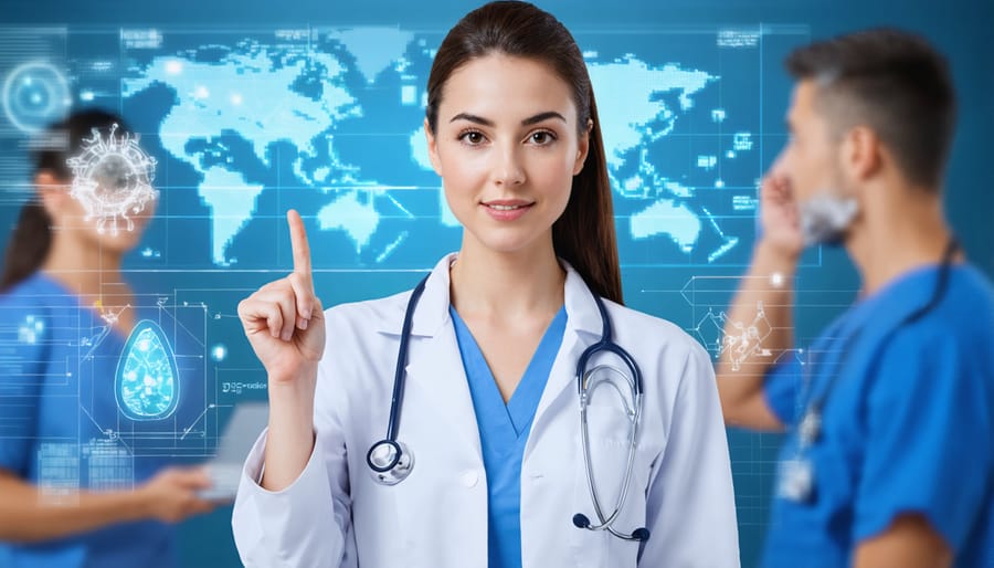 Medical professional using culturally appropriate visual materials to communicate with diverse patients