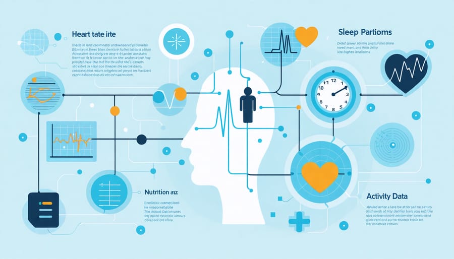 Visual representation of connected personal health data metrics