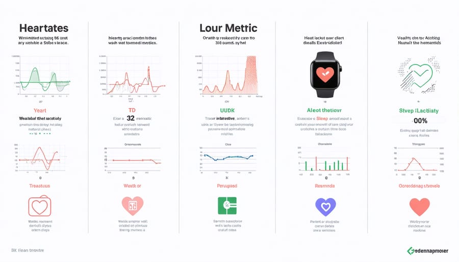 Visual representation of key health metrics monitored by wearable devices