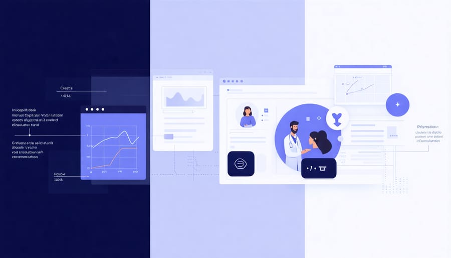 Healthcare dashboard displaying patient vitals monitoring and video call with doctor