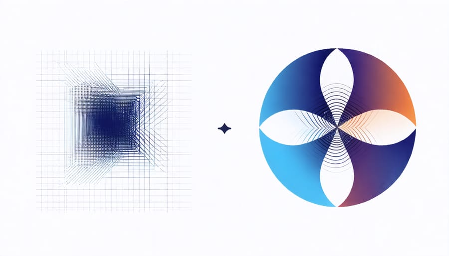 Side-by-side illustration comparing classical binary bits with quantum qubits in superposition