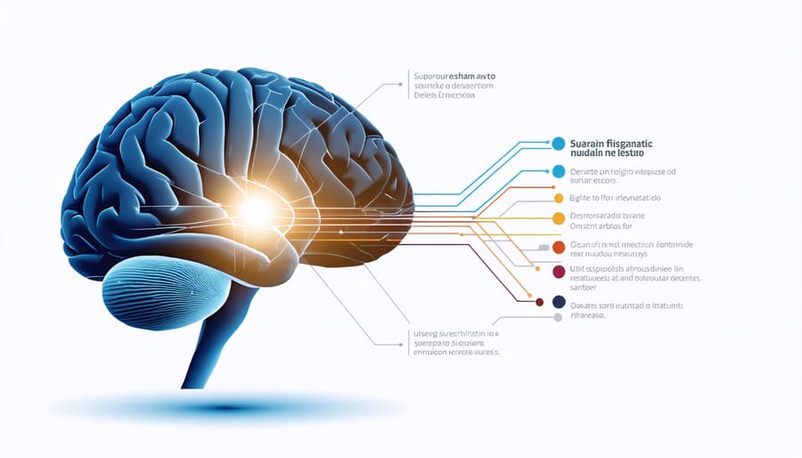 Cross-section illustration of the human brain highlighting the location and function of the suprachiasmatic nucleus