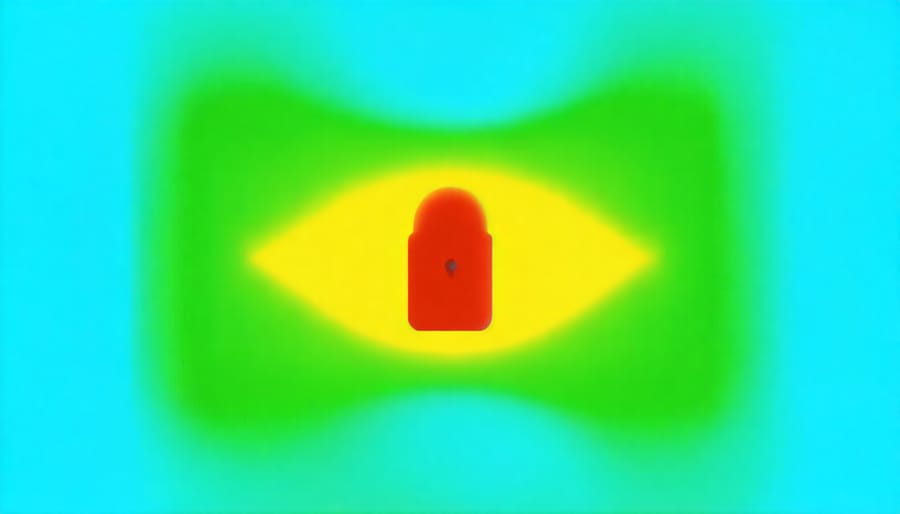 Abstract visualization of health data security featuring medical icons, locks, and encryption symbols