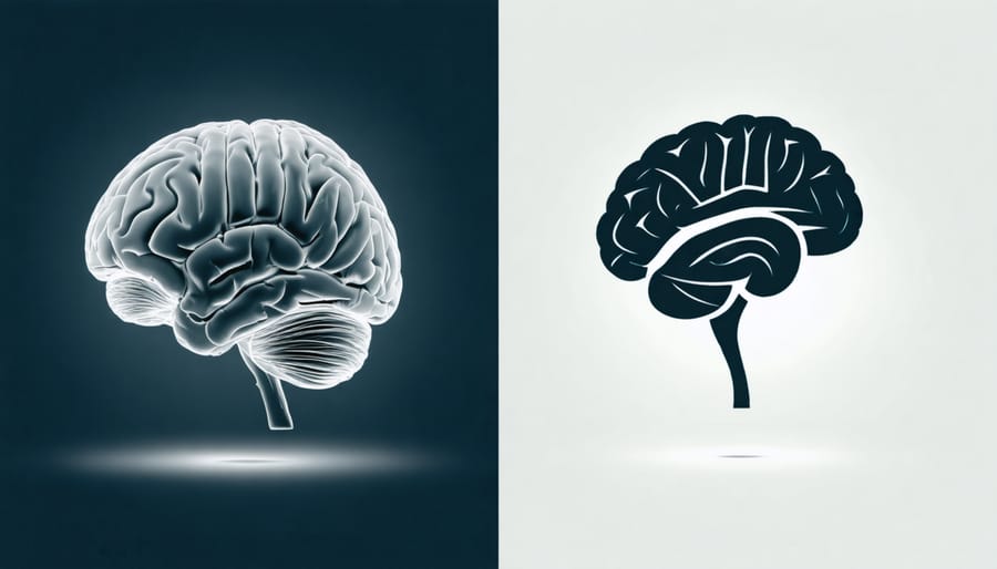 Comparative brain scans highlighting neural activity during meditation versus normal state