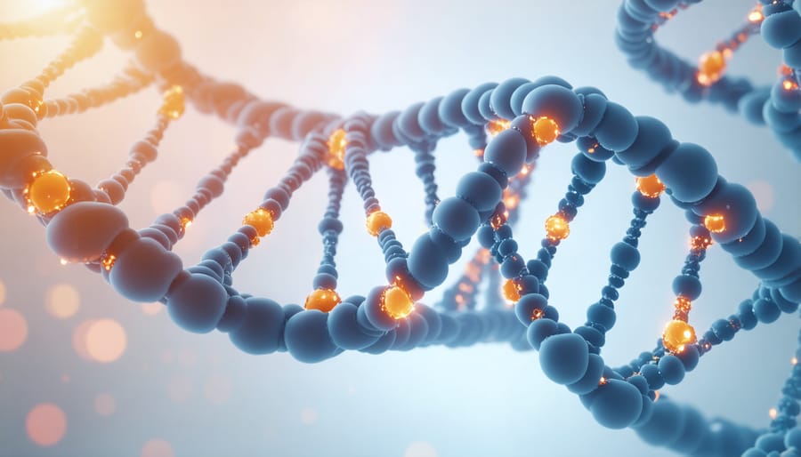 3D illustration of DNA structure showing metabolic gene locations