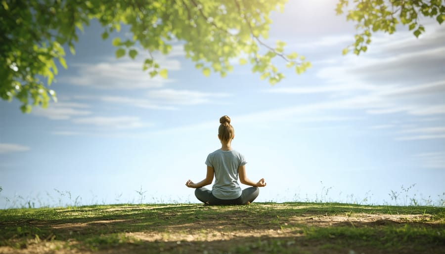 Individual practicing stress management through meditation