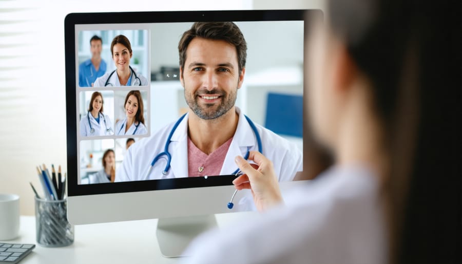 Healthcare provider having a virtual consultation with patient through secure video platform