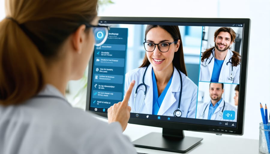 Doctor conducting telemedicine appointment with patient through video call