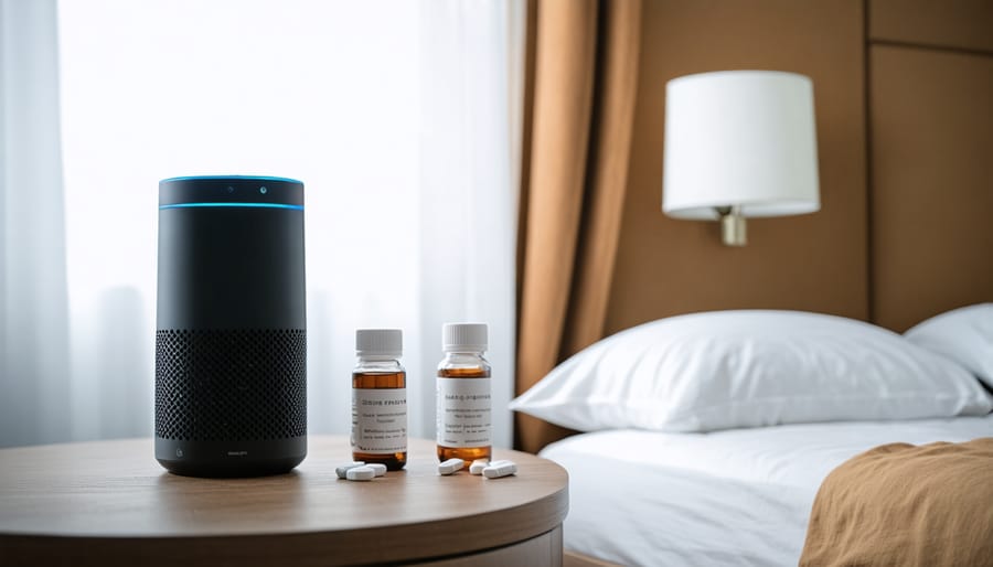 Voice assistant device helping with medication reminders