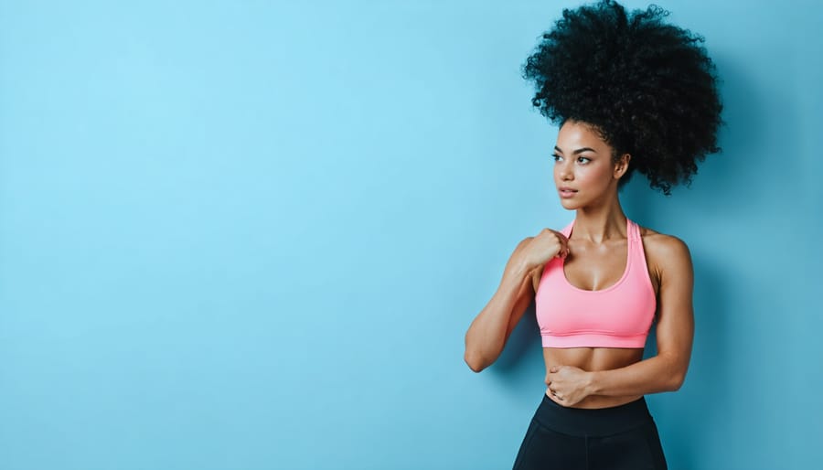 Woman checking fitness tracker while exercising in gym facility